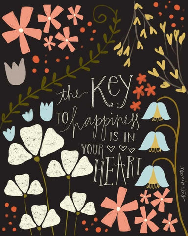 Key to Happiness White Modern Wood Framed Art Print with Double Matting by Doucette, Katie