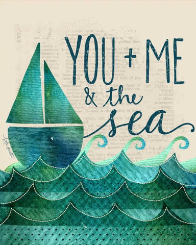 You, Me and the Sea Black Ornate Wood Framed Art Print with Double Matting by Doucette, Katie