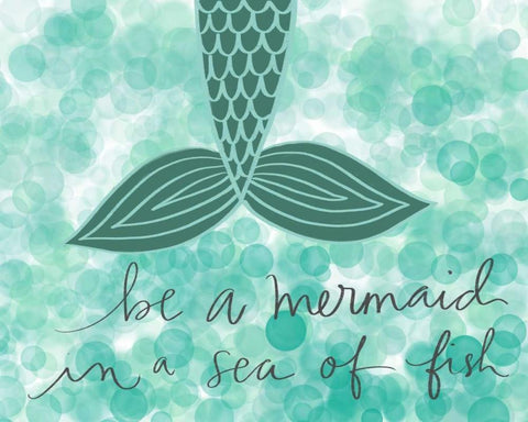 Be a Mermaid White Modern Wood Framed Art Print with Double Matting by Doucette, Katie