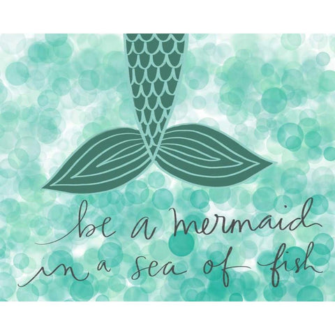 Be a Mermaid Black Modern Wood Framed Art Print with Double Matting by Doucette, Katie