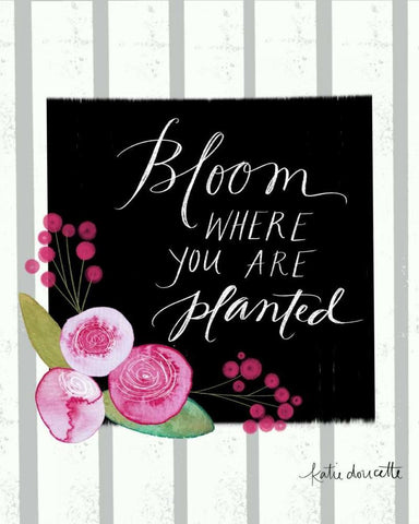 Bloom Where You Are Planted White Modern Wood Framed Art Print with Double Matting by Doucette, Katie