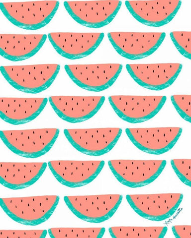 Watermelon Wallpaper White Modern Wood Framed Art Print with Double Matting by Doucette, Katie