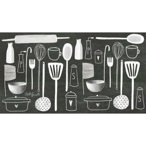 Kitchen Utensils Gold Ornate Wood Framed Art Print with Double Matting by Doucette, Katie