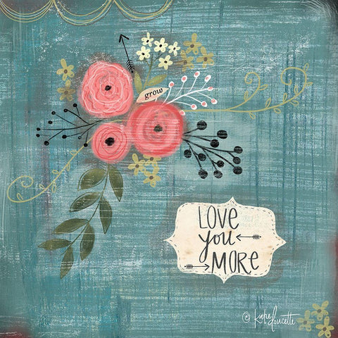 Love You More White Modern Wood Framed Art Print by Doucette, Katie