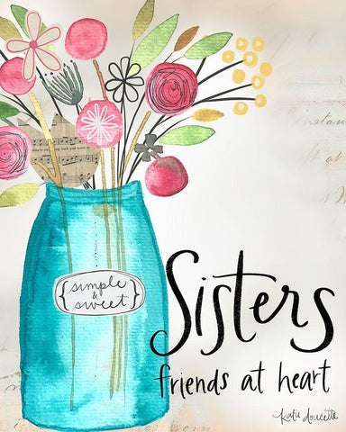 Sisters, Friends at Heart White Modern Wood Framed Art Print with Double Matting by Doucette, Katie