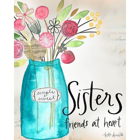 Sisters, Friends at Heart White Modern Wood Framed Art Print by Doucette, Katie