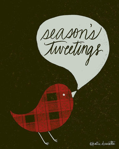 Seasons Tweetings Black Ornate Wood Framed Art Print with Double Matting by Doucette, Katie