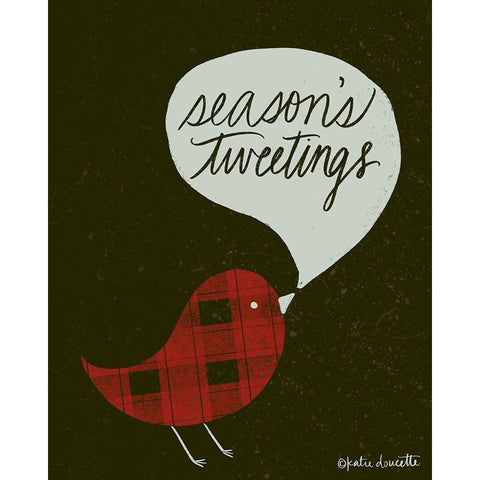 Seasons Tweetings Black Modern Wood Framed Art Print by Doucette, Katie