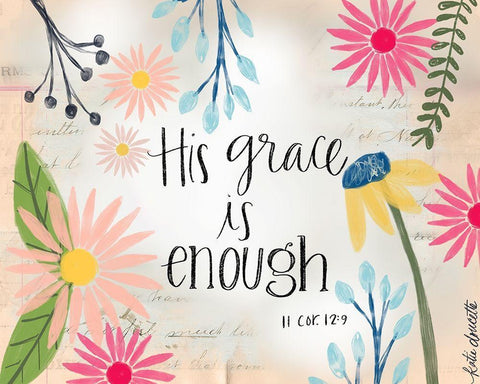 His Grace is Enough White Modern Wood Framed Art Print with Double Matting by Doucette, Katie