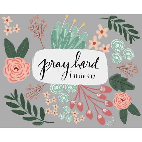 Pray Hard White Modern Wood Framed Art Print by Doucette, Katie