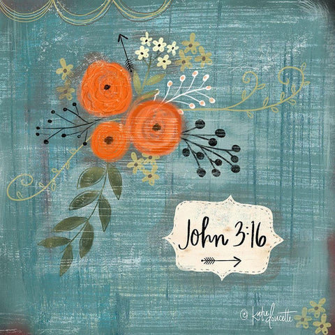 John 3-16 White Modern Wood Framed Art Print by Doucette, Katie