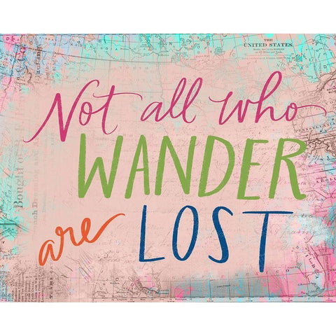 Not All Who Wander Black Modern Wood Framed Art Print with Double Matting by Doucette, Katie