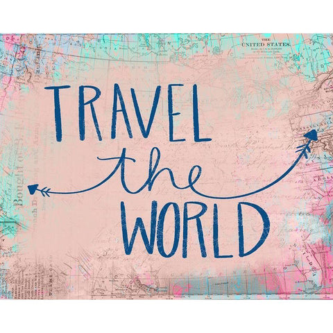 Travel the World Black Modern Wood Framed Art Print with Double Matting by Doucette, Katie