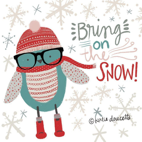 Hip Holiday Bird White Modern Wood Framed Art Print by Doucette, Katie