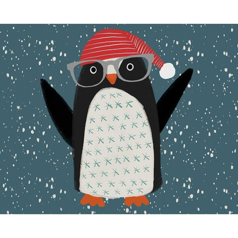 Hip Penguin Gold Ornate Wood Framed Art Print with Double Matting by Doucette, Katie