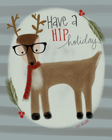 Hip Reindeer White Modern Wood Framed Art Print with Double Matting by Doucette, Katie