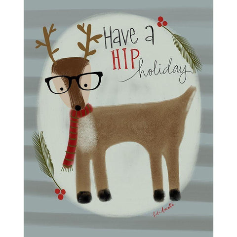 Hip Reindeer Black Modern Wood Framed Art Print with Double Matting by Doucette, Katie