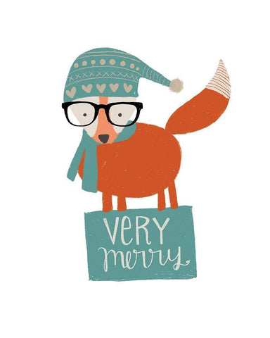 Hip Holiday Fox Black Ornate Wood Framed Art Print with Double Matting by Doucette, Katie