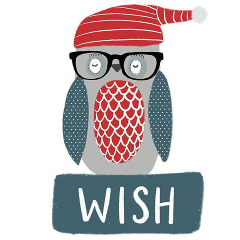 Hip Holiday Owl White Modern Wood Framed Art Print by Doucette, Katie