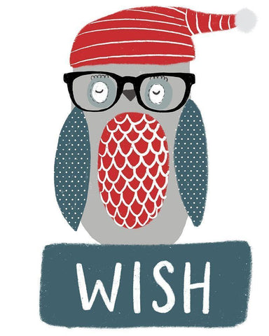 Hip Holiday Owl White Modern Wood Framed Art Print with Double Matting by Doucette, Katie