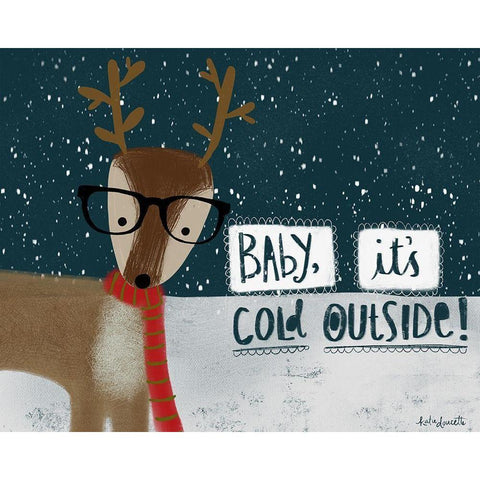 Cold Hipster Reindeer White Modern Wood Framed Art Print by Doucette, Katie