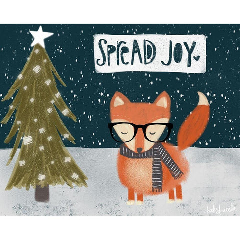 Spread Joy Hipster Fox Gold Ornate Wood Framed Art Print with Double Matting by Doucette, Katie