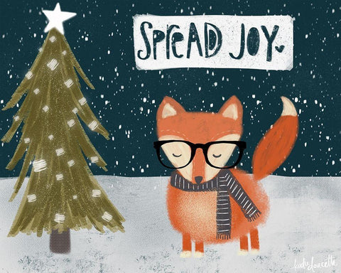 Spread Joy Hipster Fox Black Ornate Wood Framed Art Print with Double Matting by Doucette, Katie