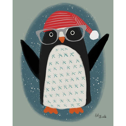 Hip Penguin Black Modern Wood Framed Art Print with Double Matting by Doucette, Katie