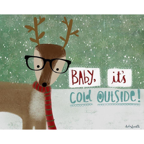 Cold Hipster Reindeer White Modern Wood Framed Art Print by Doucette, Katie