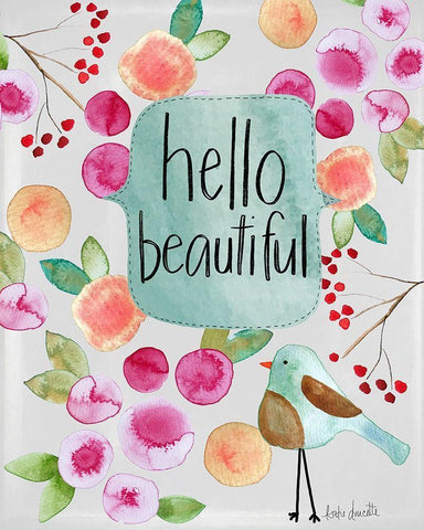 Hello Beautiful I Black Ornate Wood Framed Art Print with Double Matting by Doucette, Katie