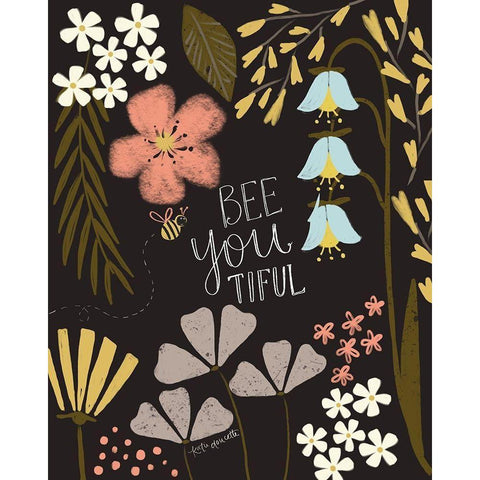 Bee You Tiful Black Modern Wood Framed Art Print with Double Matting by Doucette, Katie