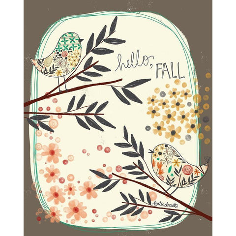 Hello Fall Black Modern Wood Framed Art Print by Doucette, Katie