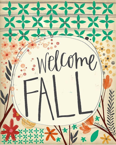 Welcome Fall White Modern Wood Framed Art Print with Double Matting by Doucette, Katie