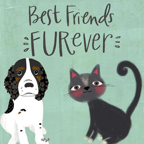 Best Friends Furever White Modern Wood Framed Art Print by Doucette, Katie