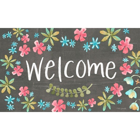 Welcome Black Modern Wood Framed Art Print with Double Matting by Doucette, Katie