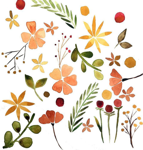 Fall Watercolor II Black Ornate Wood Framed Art Print with Double Matting by Doucette, Katie