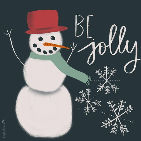 Jolly Snowman Black Modern Wood Framed Art Print by Doucette, Katie