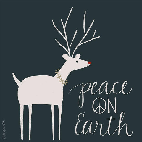 Peace on Earth Reindeer Black Modern Wood Framed Art Print with Double Matting by Doucette, Katie