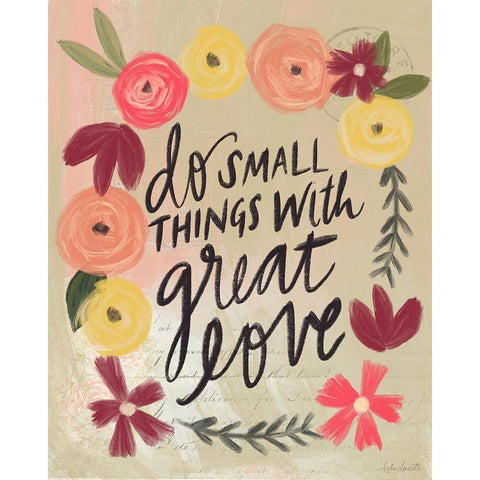 Do Small Things Great Love Black Modern Wood Framed Art Print by Doucette, Katie