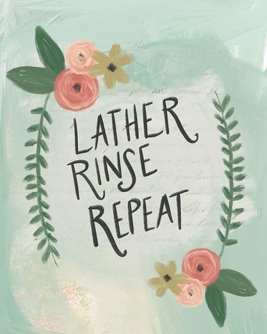 Lather, Rinse, Repeat Black Ornate Wood Framed Art Print with Double Matting by Doucette, Katie