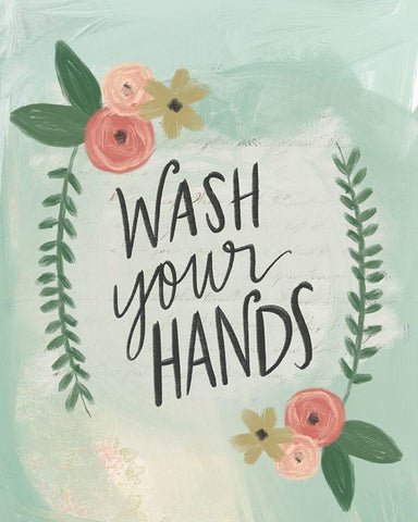 Wash Your Hands Black Ornate Wood Framed Art Print with Double Matting by Doucette, Katie