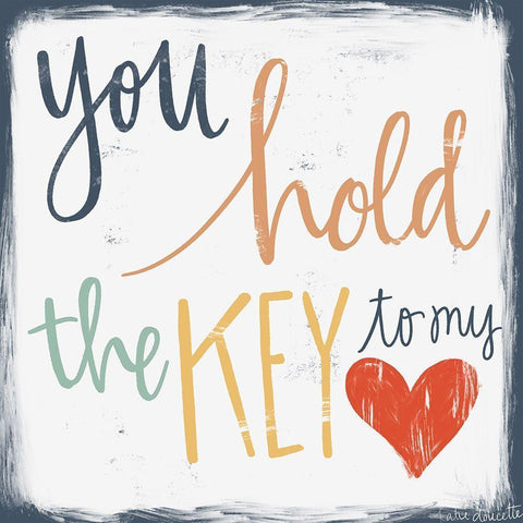 Key to My Heart White Modern Wood Framed Art Print by Doucette, Katie