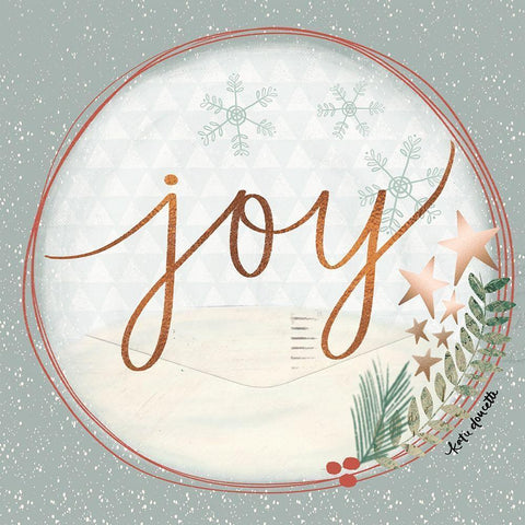 Joy Snow Globe White Modern Wood Framed Art Print by Doucette, Katie