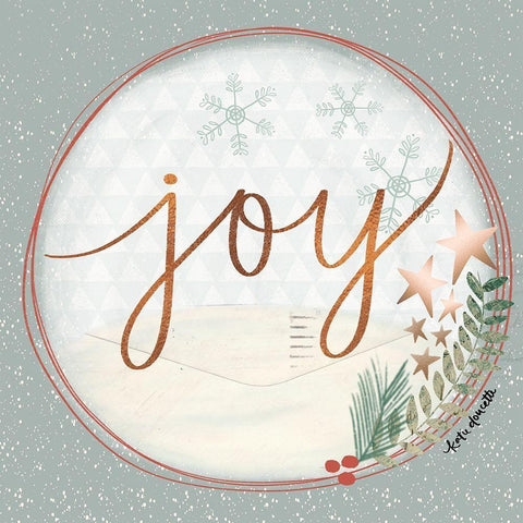 Joy Snow Globe White Modern Wood Framed Art Print with Double Matting by Doucette, Katie