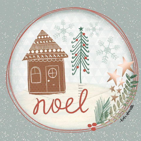 Noel Snow Globe Black Modern Wood Framed Art Print with Double Matting by Doucette, Katie