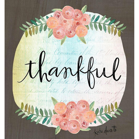 Thankful Black Modern Wood Framed Art Print with Double Matting by Doucette, Katie