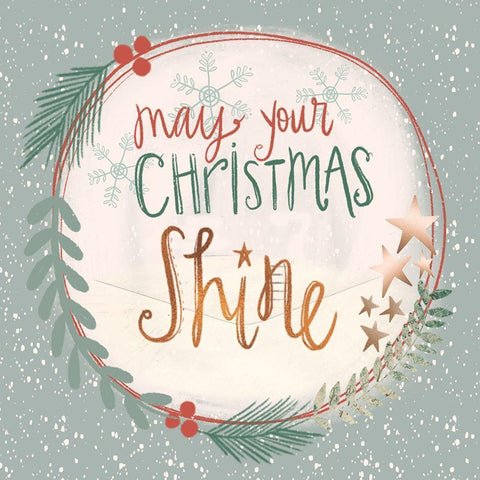 Christmas Shine Snow Globe Black Modern Wood Framed Art Print by Doucette, Katie