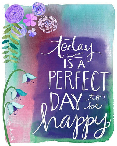 Perfect Day to be Happy White Modern Wood Framed Art Print with Double Matting by Doucette, Katie