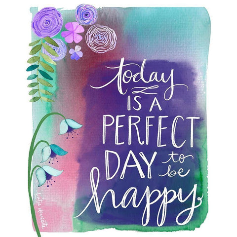 Perfect Day to be Happy White Modern Wood Framed Art Print by Doucette, Katie