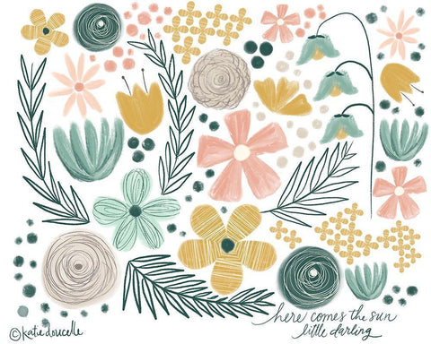 Little Darling White Modern Wood Framed Art Print with Double Matting by Doucette, Katie